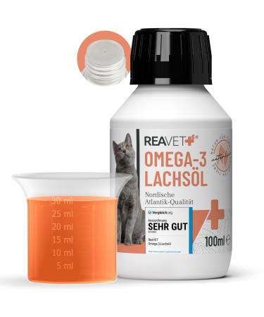 Test judgment very good 02/24 Reavet salmon oil cat 250ml - rich in omega 3 & 6 fish oil dogs high doses i real food quality without additives i freshly filled in Germany 100 ml