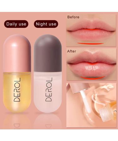 Natural Lip Plumper Set: Day & Night Lip Enhancer Balm with Plant Extracts - Lip Serum for Fuller, Hydrated Lips (2 Pcs, 5.5MLX2) - Buy Online on SooperMarket.com