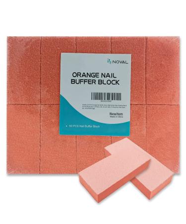 NOVAL 50 PCS Nail Buffer Block Disposable Nail Buffer Blocks Bulk Small Orange Nail Buffers Sanding Block Buff Nails for Pre-Application of Acrylic Nails  Professional Nail Salon 80/100 Grit(Orange)