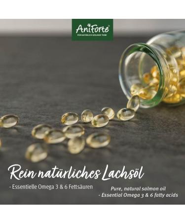 Aniforte Salmon Oil Capsules for Dogs & Cats - 500 Omega-3 Fish Oil & Vitamins for Healthy Metabolism Strong Bones & Shiny Fur - Buy Online on SooperMarket.com