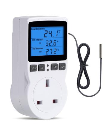 INKBIRD Thermostat Plug Socket Digital Temperature Controller Timer Outlet Timer Switch Plug with Sensor Probe Heating Cooling Mode for Reptile Greenhouse Home Fermentation UK Plug