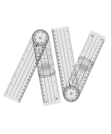 Xeodaun 4 Pieces Goniometer Physiotherapy 360 Degree Rotation Protractor Physiotherapy PVC for Physiotherapy Sports Therapy