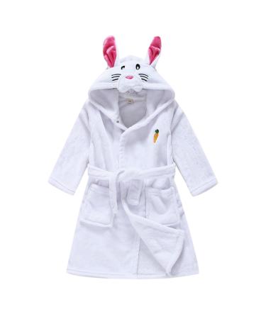 Feiliandajj unisex baby toddler fleece bathrobe cute animal ears terry bathrobe soft morning gids with bags and hooded baby bath coat for boys and girls 1-6 years 3-4 years white