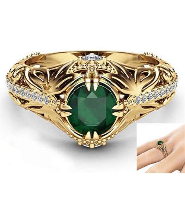 14k Gold Filled Emerald Diamond Ring for Women - Anniversary Engagement Wedding Gemstone Ring - Buy Online on SooperMarket.com