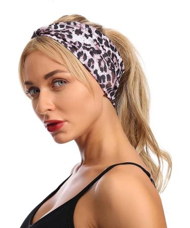 Wiwpar Boho Headbands for Women - Criss Cross Elastic Leopard Twist Hair Wraps | Pack of 2 for Yoga & Outdoor Style 3 - Buy Online on SooperMarket.com
