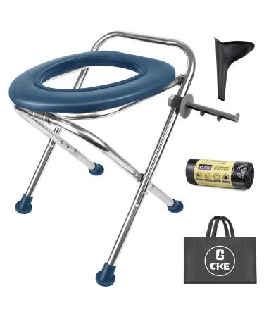 CKE Upgraded Portable Toilet for Camping, Portable Camping Toilet Folding Toilet with Soft Seat, Stainless Steel Portable Foldable Toilet for Car Camping Travel Toilet, Over 350 LBS Weight Capacity