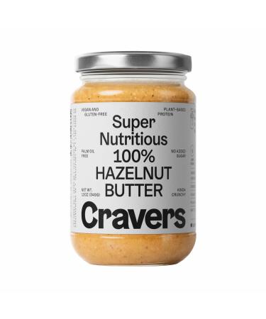 Cravers 100% Hazelnut Butter | Only 1 Ingredient | Vegan, Gluten-Free, Keto-Friendly, No Palm Oil | Non-GMO | Sugar Free Hazelnut Spread, 12oz, 1 Jar Hazelnut Butter with No Added Sugar 12 Ounce (Pack of 1)