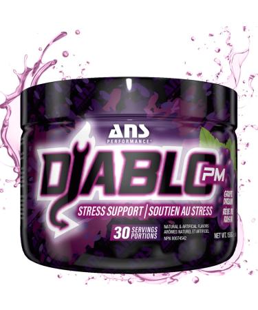 ANS Performance Diablo PM (30 Servings 5.29 oz) - Stress Relief Support - With Added GABA L Theanine L Carnitine Ashawaghanda - Delicious Flavours (Grape Dream)