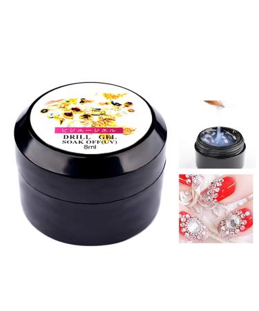 Ofanyia Drill Gel Soak Off UV Nail Glue Acrylic Rhinestone Nails False Tips Nail Art Decoration Tool Drill Gel - 8ml