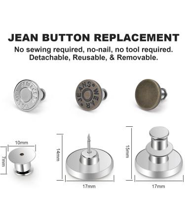 Adjustable Reusable Jean Buttons Set | Metal Pants Button Replacement - 12 Sets | No Sew, No Tools Required | Instantly Tighten Loose Jeans - Buy Online on SooperMarket.com