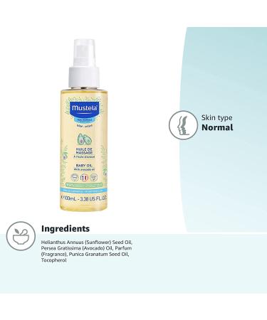 Mustela Baby Oil with Avocado Oil - 3.38 fl oz | Nourishing & Gentle for Baby's Skin - Buy Online on SooperMarket.com