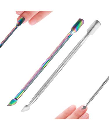 Sibba 2 Pcs Stainless Steel Cuticle Pusher Tool Set for Professional Nail Care - Nail Polish Remover and Cuticle Cleaner for Fingernails and Toenails - Buy Online on SooperMarket.com