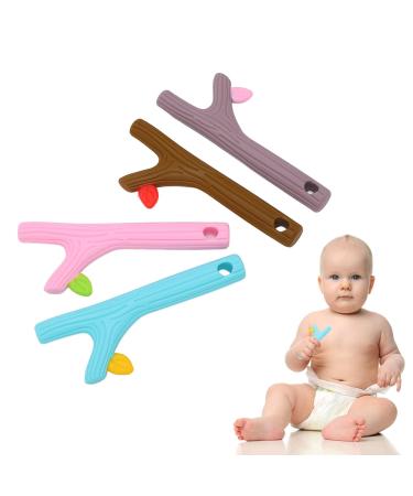 Silicone Baby Bite Ring Toys - Food-Grade Chewy Teething Straws for Toddlers | 4 Flexible Pieces for Massage & Comfort - Buy Online on SooperMarket.com