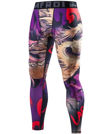 LAFROI Men's Quick Dry Cool Compression Fit Tights Leggings Waistband-YSK08 Blood Moon Small