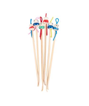 ZHONGHE Tricolor China Doll Decor Wooden Earwax Remover Ear Picks 6 Pcs