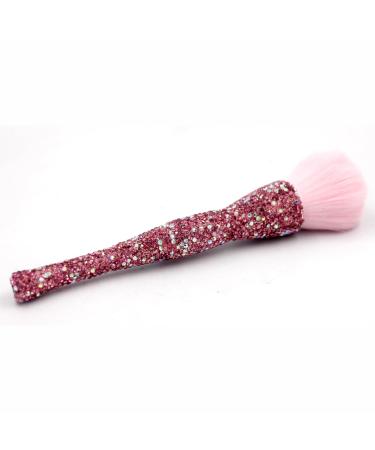 Bling Rhinestone Large Mineral Powder Brush - Soft and Luxurious Makeup Foundation Brush for Large Coverage - Ideal for Blending Buffing and Setting (Pink)