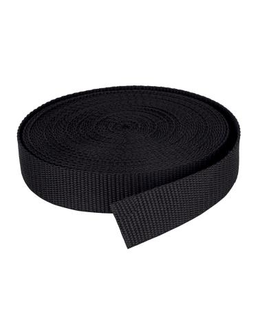 DTXUP Webbing 1 Inch Strap Black, Polypropylene Lawn Chair Webbing Replacement, Nylon Climbing Webbing Straps 1.5 2 Inch Wide for Indoor or Outdoor Gear, DIY Crafting,Pet Leash Black 1 in 10 yards