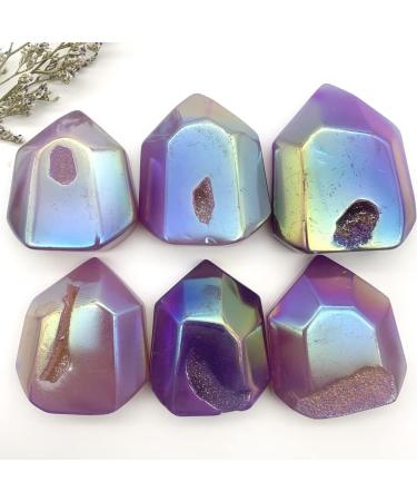 Natural Crystal Rough Reiki Crystal Natural Aura Electroplating Geode Agate Point Cluster Raw Quartz Polished Decoraction Decor Stones Can be Used for - Buy Online on SooperMarket.com