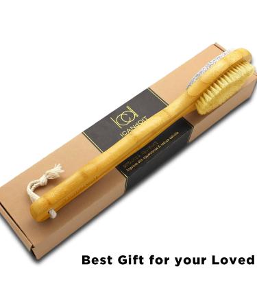 ICANdOIT 2 in 1 Long Handle Bath & Shower Brush with Boar Bristle and Pumice Stone - Exfoliate, Soften Skin, Dry Brushing, Cellulite & Lymphatic Drainage - Buy Online on SooperMarket.com