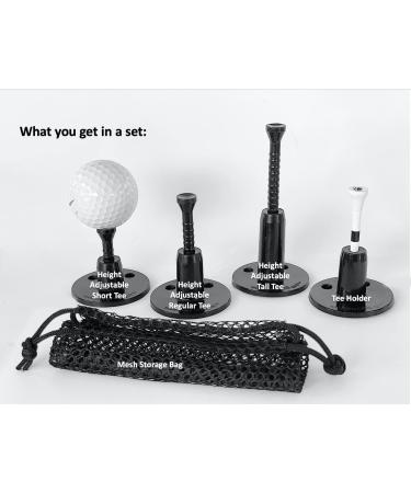 2022 infiniTEE Height Adjustable Golf Tee Set - Includes 3 Tees, Tee Holder, and Storage Bag - Buy Online on SooperMarket.com