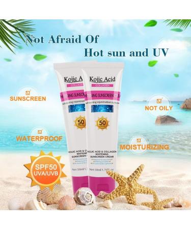 Relief Sun Organic Sunscreen SPF50 - Lightweight Oil-Free Kojic Acid & Collagen Face Cream for Acne Prone Skin - Non-Greasy Moisturizer for Face & Body (50ml - Buy Online on SooperMarket.com