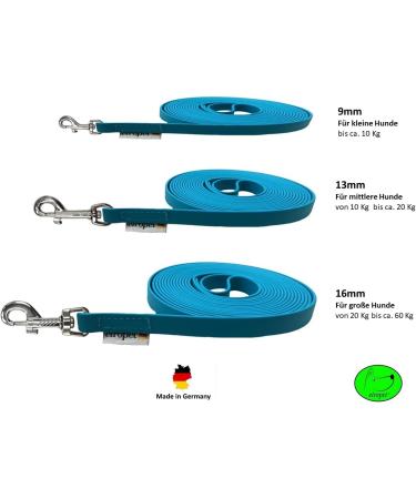Premium Biothane Dog Leash for Small Dogs - 9mm 3m 5m 10m 15m | Durable Waterproof Hand Loop Design in Petrol Color - Buy Online on SooperMarket.com