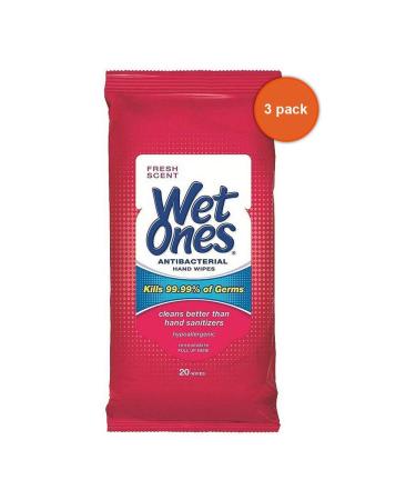 20CT Wet Ones Wipes - Pack of 3