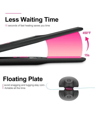 Terviiix Pencil Flat Iron - Mini Hair Straightener for Short Hair, Beard, Pixie Cut - Ceramic Tourmaline, Dual Voltage, Adjustable Temperature - Pink - Buy Online on SooperMarket.com