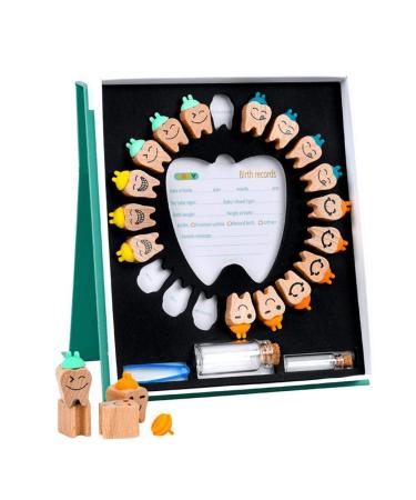 HUSHUI Baby Teeth Save Box Wooden Baby Teeth Keepsake Box Teeth Saver Box Kids Deciduous Teeth Box Container with Tweezer for Kids