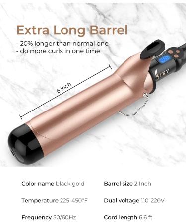 2 Inch Extra Long Barrel Curling Iron - Large Barrel Curling Wand for Long Hair - Ceramic Tourmaline - Dual Voltage - Buy Online on SooperMarket.com
