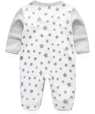 MAMIMAKA Cotton Baby Rompers Pajamas 9-12 Months - Grey | Long Sleeve Footed Bodysuits for Boys and Girls - Buy Online on SooperMarket.com