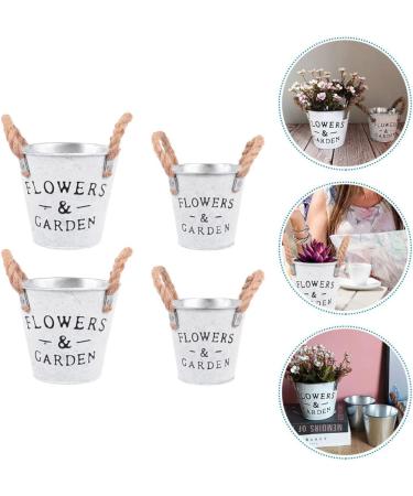 Homoyoyo 8 Pcs Tin Bucket Metal Flower Bucket The Office Desk Decor Galvanized Metal Vase French Country Pitcher Desk Waste Basket Metal Tin Plating Iron Flower Arrangement 13X12cmx2pcs Assorted Colorx2pcs - Buy Online on SooperMarket.com