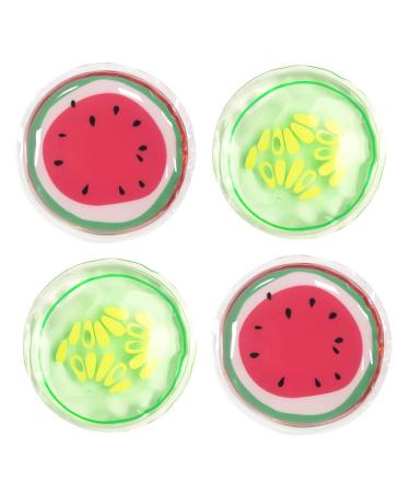 CONBELLA Gel Ice Pack Reusable Cooling Eye Pads and Under Eye Patches Eye Hot Cold Pack for Eye Relax. (2 Watermelons + 2 Cucumbers) 2 Watermelons+2 Cucumbers