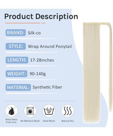 Silky Straight Clip in Ponytail Hair Extension 28 Inch - Heat-Resistant Fiber - Bleach Blond - Women's Wrap Around Pony Tail - Buy Online on SooperMarket.com