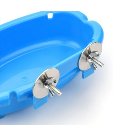 Mygeromon Bird Bath for Cage - Hanging Small Tub for Parrot, Parakeets, Canary, Budgerigar Shower - Blue - Buy Online on SooperMarket.com