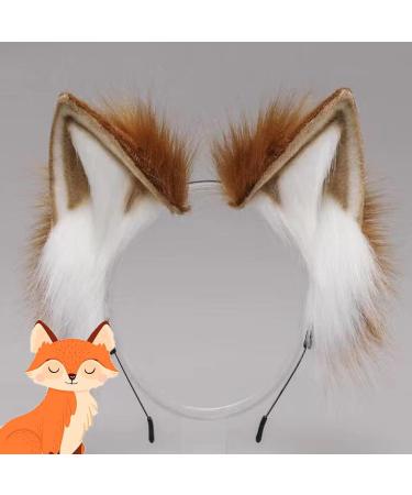 Mystiqut 1Pc Handmade Faux Fur Animal Ear Headband Fox Wolf Ears Headband Halloween Christmas Cosplay Party Costume Accessories Fluffy Wolf Fox Cat Ears Headband Costume Hair Hoop - Buy Online on SooperMarket.com