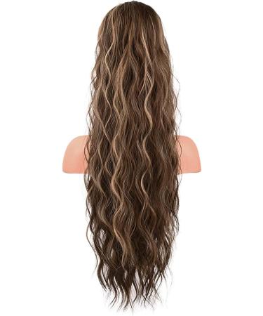 19.68 Inch Ponytail Extension Human Hair Ponytail Wave Drawstring Pony Hair Extension Synthetic Pony Tail Hair Pieces for Women Long Wavy Soft Natural Pony Tails Extensions Brown - Buy Online on SooperMarket.com
