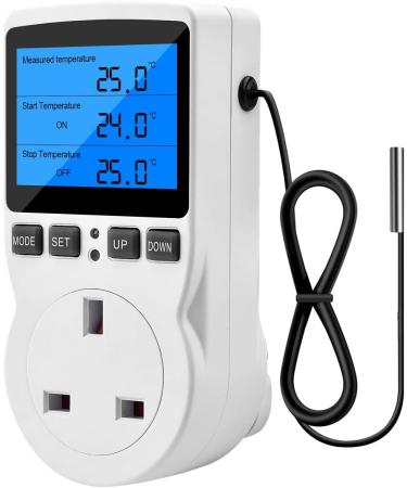 Diymore 220V Digital Temperature Controller Thermostat with Backlight LCD Screen - Ideal for Greenhouse, Farm, and Terrarium - Buy Online on SooperMarket.com