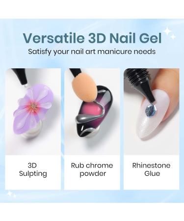 MIZHSE 3D Nail Gel - Clear Sculpting Gel for Nail Art Nail Charms & Home DIY Manicure - 30g No Wipe UV LED Gel Polish - Buy Online on SooperMarket.com
