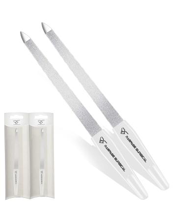 Professional Nail Files Stainless Steel with Plastic Handle Metal Double Sided Nail Files Sapphire Nail File  Nail Care Manicure Pedicure Accessories Tool  Gifts for Women Men Girls (A-6 (2xPcs))