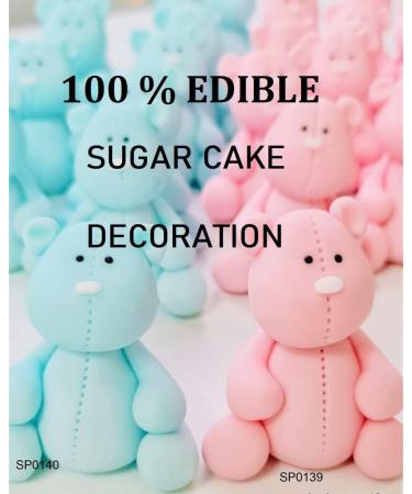 Pink Bear Cake Topper 100% EDIBLE Birthday Decoration For Girl (Hight-6cm) - Buy Online on SooperMarket.com