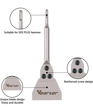 Vearter 4 x 12 SDS Plus Shank Electric Hammer Floor Scraper Chisel Drill Bit - Ideal for Tile, Brick, and Concrete Removal - Buy Online on SooperMarket.com
