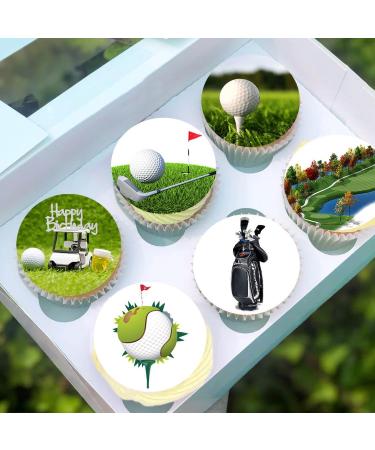 24 x Pre-Cut Golf 1 Edible Stand up Wafer Paper Cupcake Toppers Cake Decorations Happy Birthday Party Sport - Buy Online on SooperMarket.com