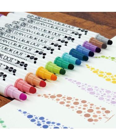 Kuretake ZIG Clean Color DOT Markers 12 Color Set - Dual Tip for Bullet Journals, Crafts, Illustration, Lettering - 0.5mm Fine Tip, Flexible Dot Tip - AP-Certified - Made in Japan - 12 Count - Buy Online on SooperMarket.com