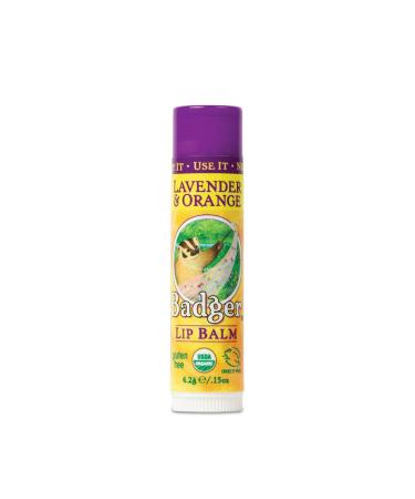 Badger - Classic Lip Balm Lavender & Orange Made with Organic Olive Oil Beeswax & Rosemary Certified Organic Moisturizing Lip Balm 0.15 oz