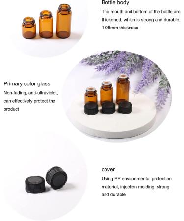 100Pcs 1ml Amber Mini Essential Oil Sample Bottles - Perfect for Oils, Perfumes & Chemicals - Buy Online on SooperMarket.com