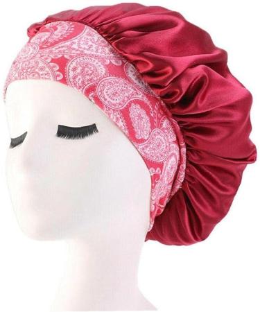 Tossper Women Satin Night Cap - Wide Elastic Hair Cover & Bonnet for Curly Hair - Black - Buy Online on SooperMarket.com