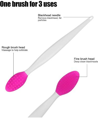 Silicone Nose & Lip Cleansing Brush Set for Blackhead & Exfoliation - Rose Red - Buy Online on SooperMarket.com