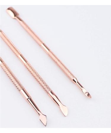 HaimiLiya 3Pcs Double Ended Stainless Steel Cuticle Pusher Set - Rose Gold Finish - Buy Online on SooperMarket.com