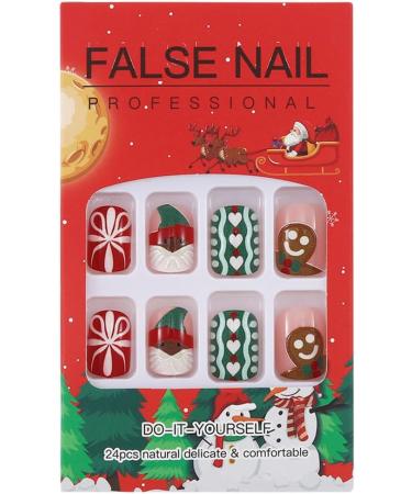 Brishow Christmas False Nails - Snow Press on Nails | Christmas Tree Stick on Nails | Antler Short Red Fake Nails - 24pcs for Women and Girls - Buy Online on SooperMarket.com